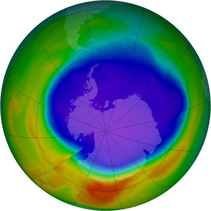 Antarctic ozone map for 05 October 2005